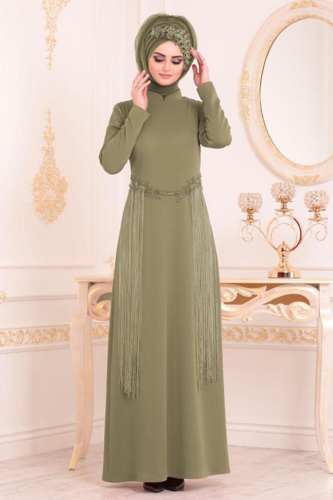khaki evening gown