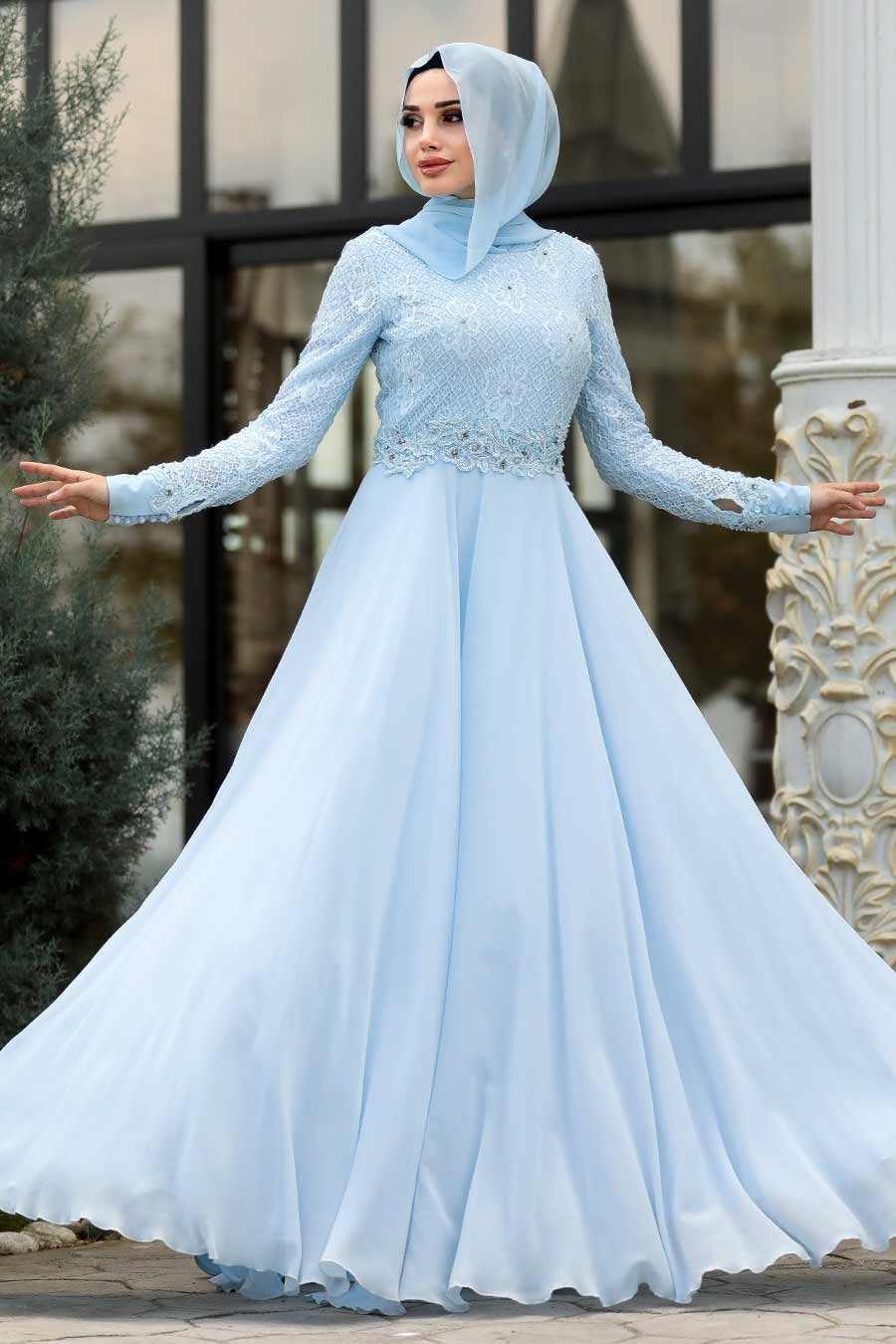 baby blue evening gown