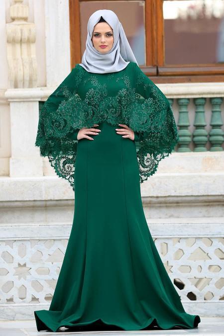 dark green dress with hijab