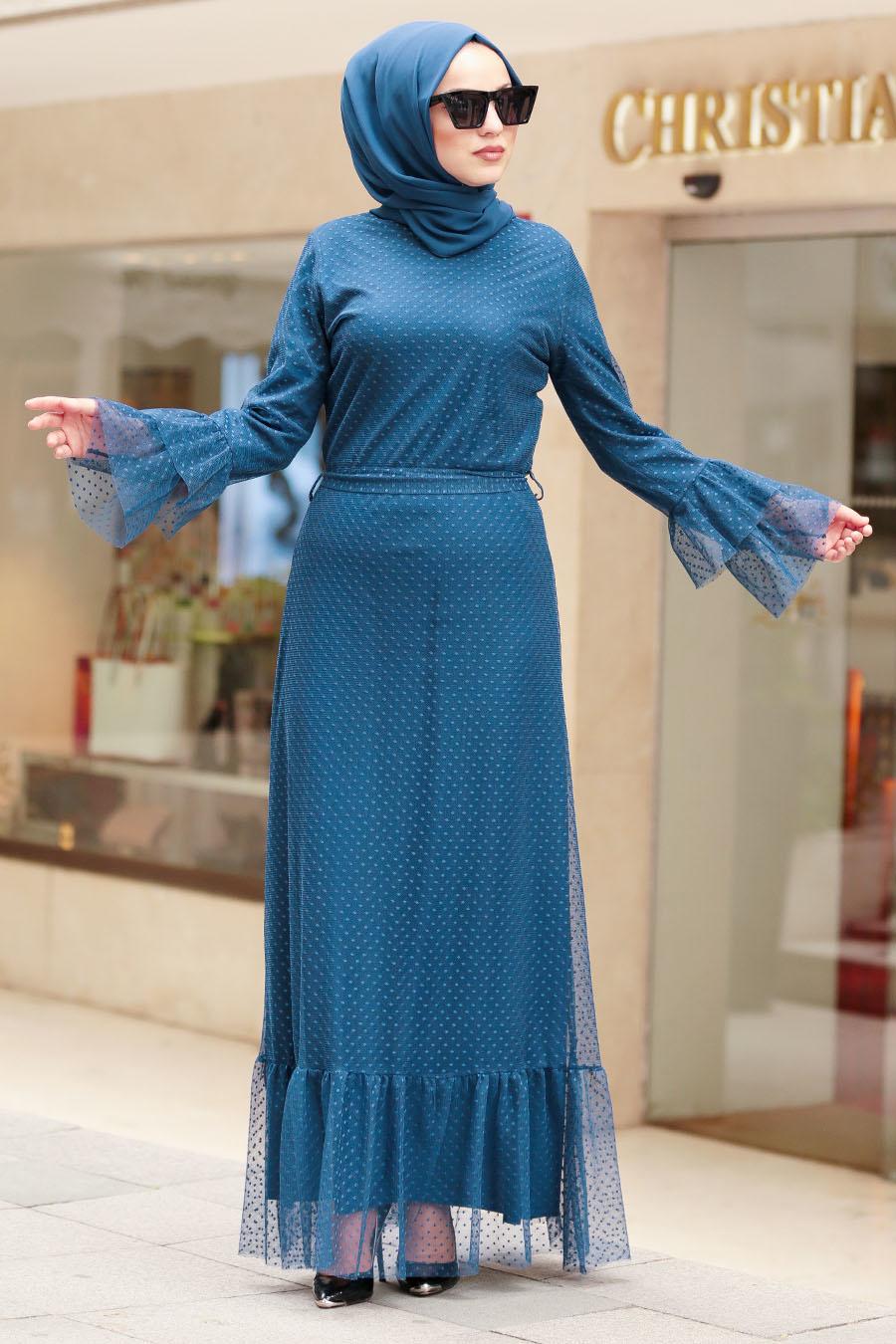  Indigo  Bleu  Nayla Collection Robe  Hijab 42721IM 