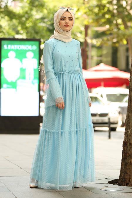 baby blue hijab dress