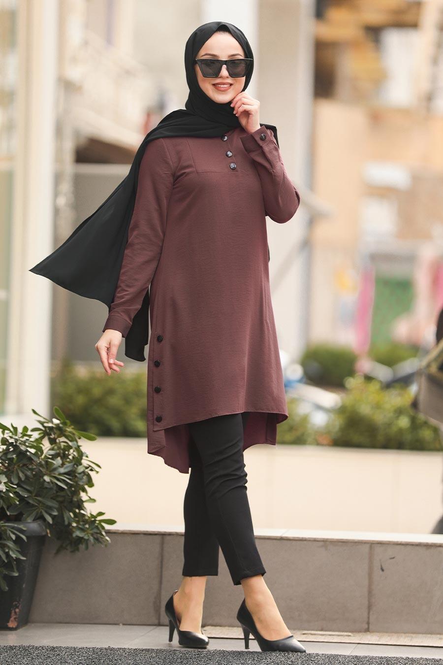 Neva Style Arkasi Uzun Gul Kurusu Tesettur Tunik 464gk Tesetturisland Com