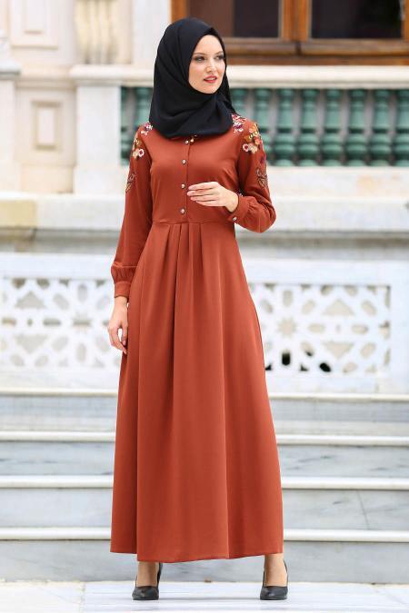 Tesettur Elbise Kollari Nakisli 2178 02 Tesetturpazari Com