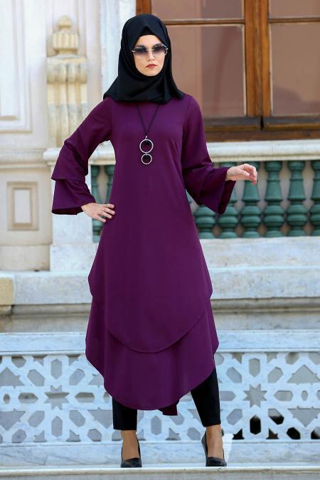 New Kenza Asimetrik Kesim Murdum Tesettur Tunik 2121mu Tesetturisland Com