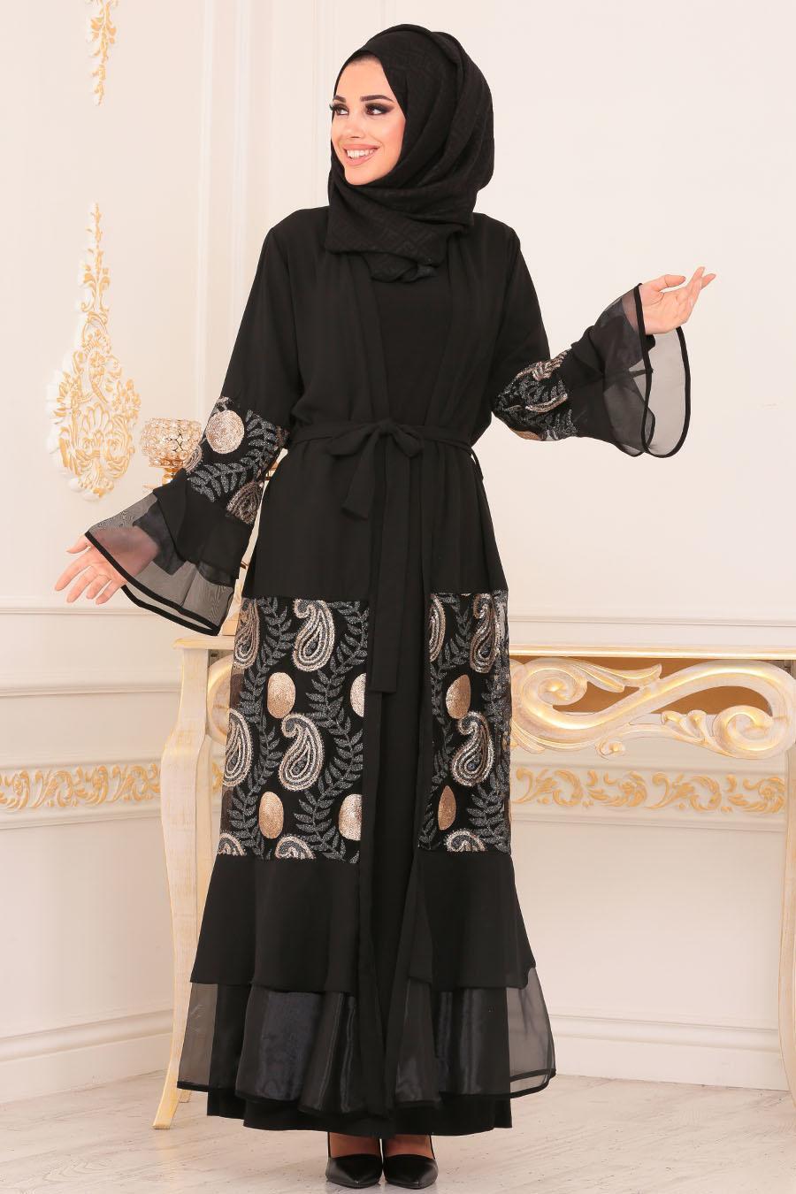 Noir Nayla Collection Turkish Abaya Hijab 9044S Noir Nayla Collection Turkish Abaya Hijab 9044S