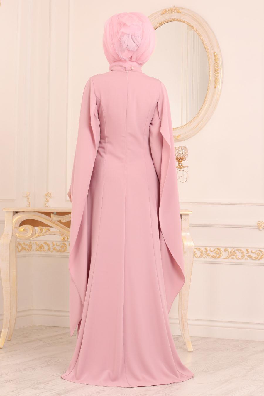 Gul Kurusu Tesettur Kabarik Abiye Modelleri Gaun Elegan Gaun Hijab Pakaian Pesta